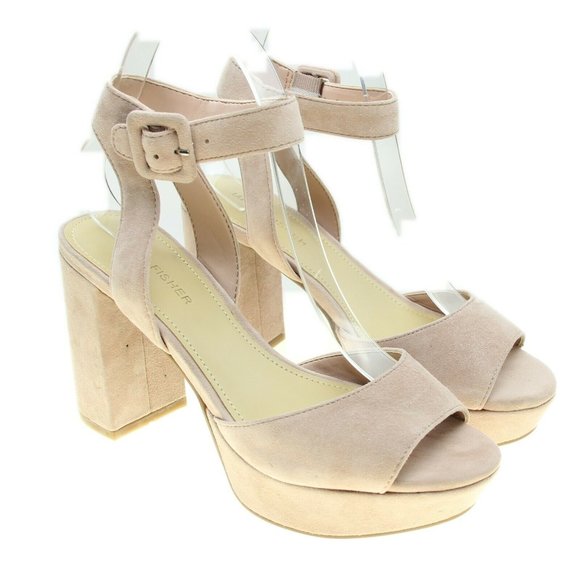 light pink block heel sandals